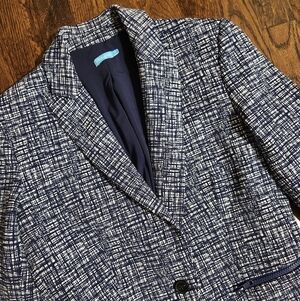 J. McLaughlin Women’s Navy White Catalina Cloth Single Button Blazer size 2